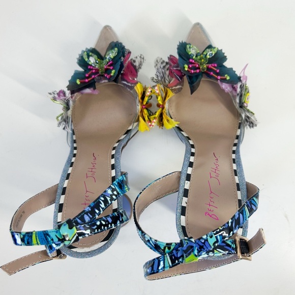 Betsey Johnson Nadya Blue 3D Butterfly Embellished Heels Size 7 - Picture 5 of 7